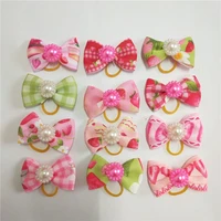 50pcs dog hair accessories pearl dog bows with rubber pet dog hair bows pet grooming products for small dogs pets accessories