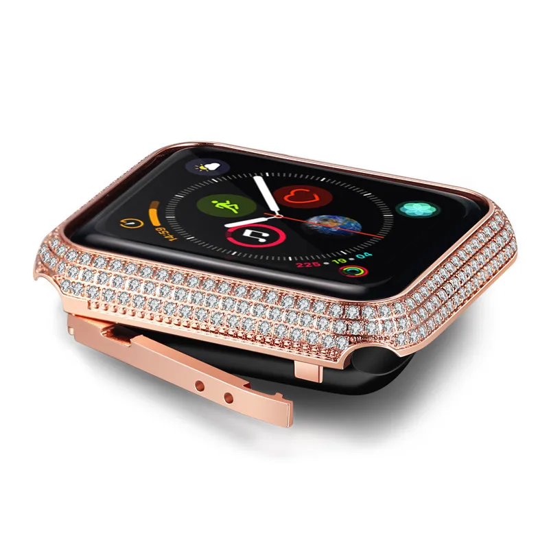 Сверкающий чехол с кристаллами и бриллиантами для apple watch series 5 4 3 2 1, металлический бампер, защитная рамка, чехол для iwatch 44/40/42/38 мм