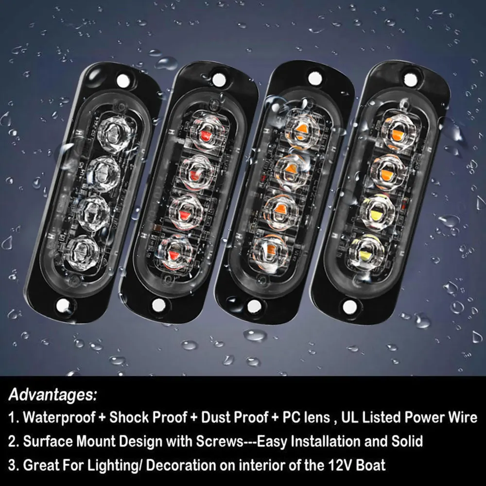 4/6 светодиодный 12W фары для автомобилей Грузовик Strobe маяк Предупреждение лампы опасности решетка мигающий светильник аварийного маркер светильник s желтый/красный/синий/белый