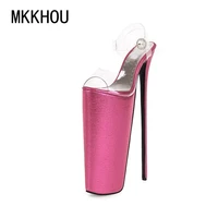 mkkhou sandals women 2021 new summer sexy transparent fish mouth 30cm super pumps crazy high heels catwalk shoes large size34 52