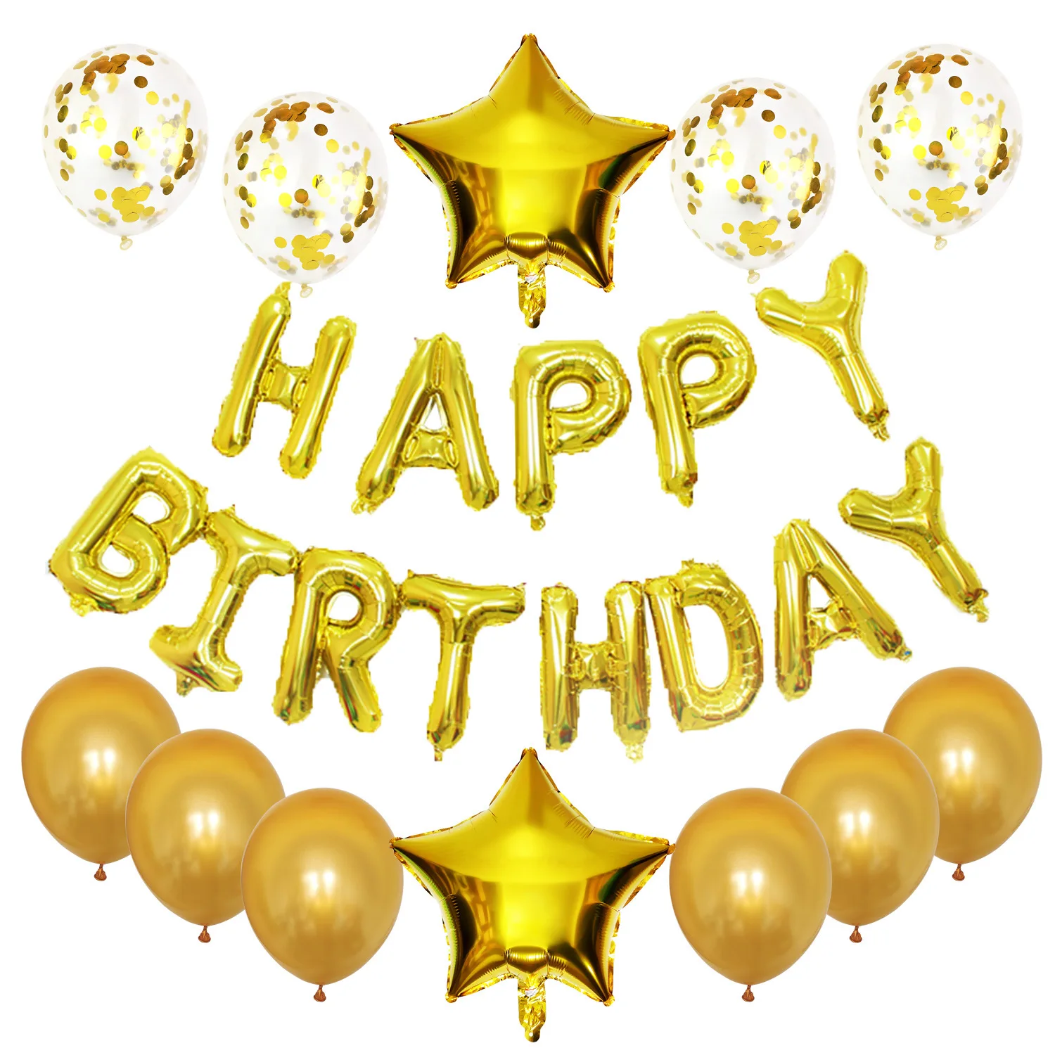 

18 inch 25pc Letter HAPPY BIRTHDAY Foil Balloons Star Confetti Latex Balloon Kids Birthday Party Decoration Baby Shower Supplies