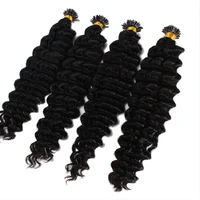 pre bonded deep wave i tip human hair extension brazilian remy stick i tip hair microbeads for black women 100strands 100g