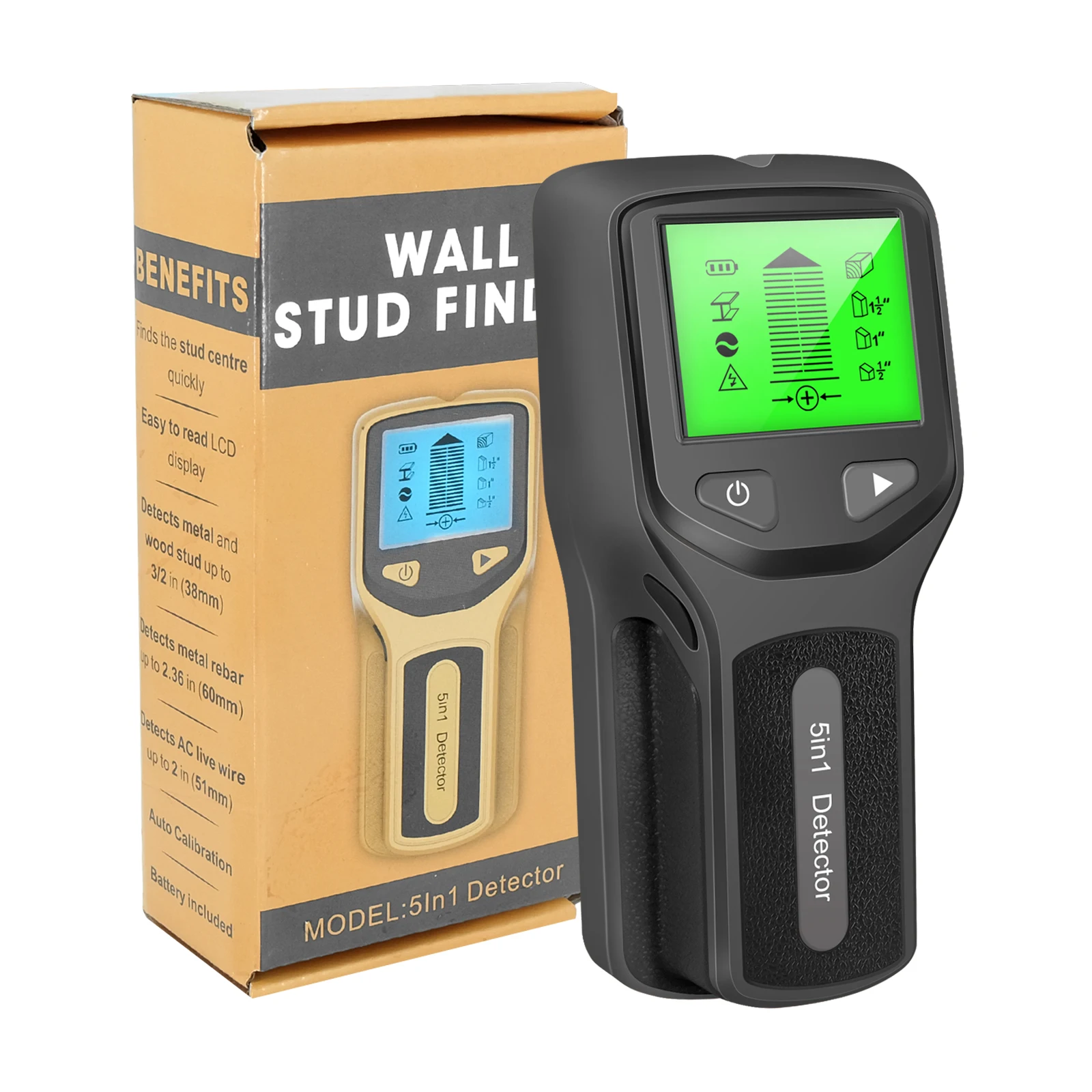 5 In 1 Metal Detector Wall Thickness Gauge Backlight Wall Detector Wall Stud Finder Electronic Wall Scanner Gold Finder 50% Off