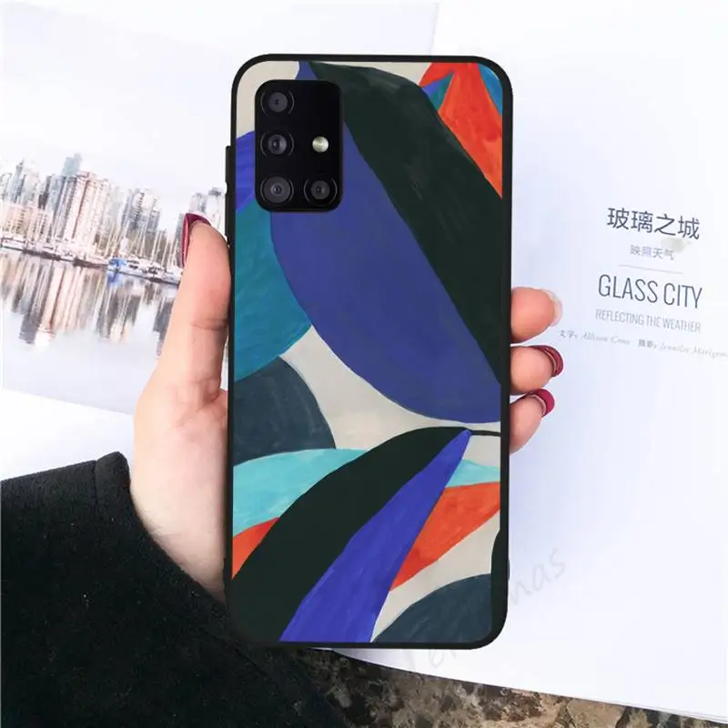

Art Retro Abstract leaves Phone Case for samsung galaxy s21 s20 fe s10 a51 a52 a71 a50 a12 a72 a21s a70 note 20 10 ultra plus