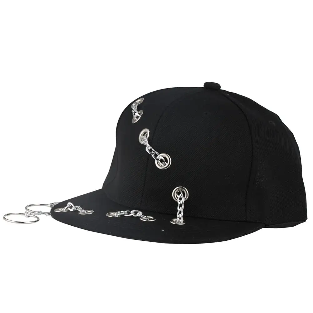 Железные кольца-цепочки Gorras хип-хоп кепки бейсболки мужские Регулируемые повседневные однотонные унисекс шапки Дети панк рок стиль пирсинг Tide шляпа