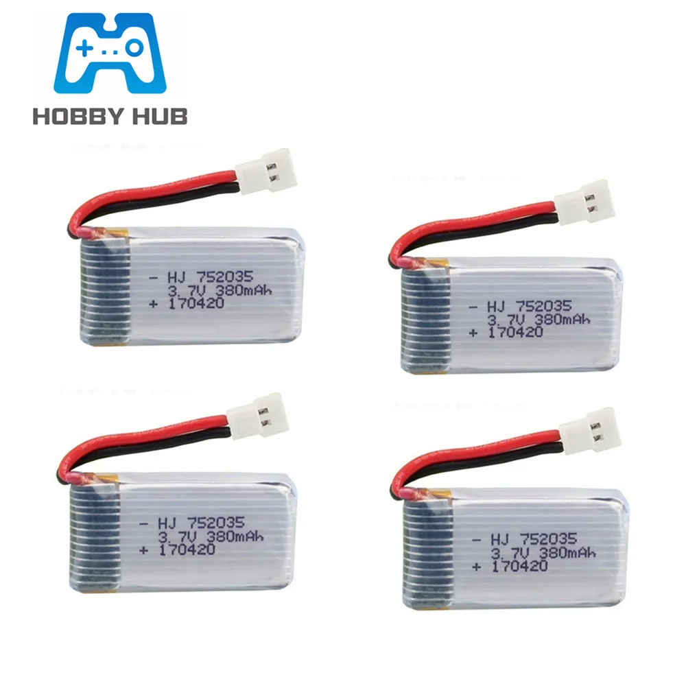 Цвет: желтый Зарядное устройство Lipo Батарея 3,7 в 380 мАч 25c для Hubsan X4 H107 H107L H107D JD385 JD388 RC беспилотный летательный аппарат Батарея 752035 5 шт - Цвет: Цвет: желтый