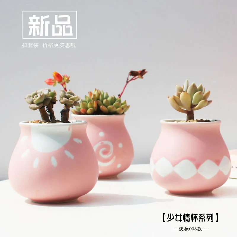 Керамический горшок Sublight розового цвета мясистый цветочный для молодых девушек