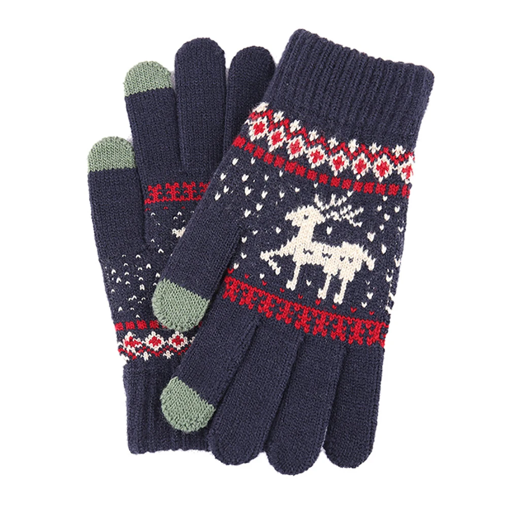

Christmas Gloves Men Women Full Finger Touch Screen Elk Knitted Thick Plush Warm Christmas Gloves Warm Soft Xmas Gift 2020 New