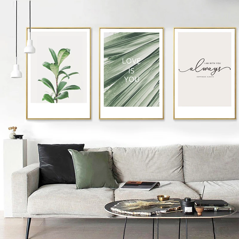

Nordic Green Plant Poster Jasmine Flower Love Quotes Art Wall Painting Wall Art Canvas Painting For Living Room Decor Painting