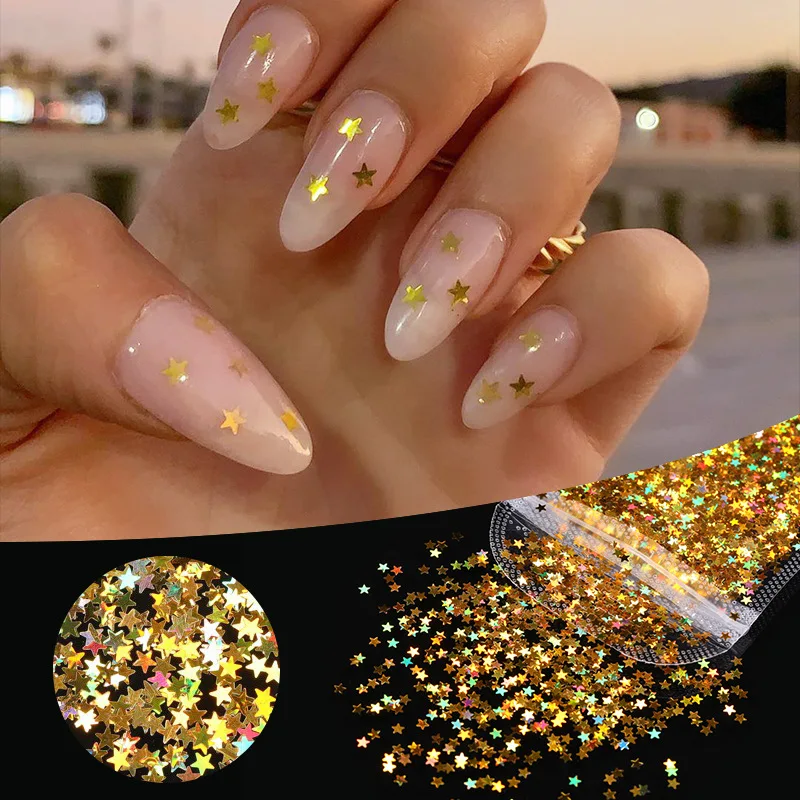 

1 Bag of Five-pointed Star Nails Sequined Nail Decoration Glitter Nail Makeup Diy Laser Glitter 12 Color Nail Sequined Nails