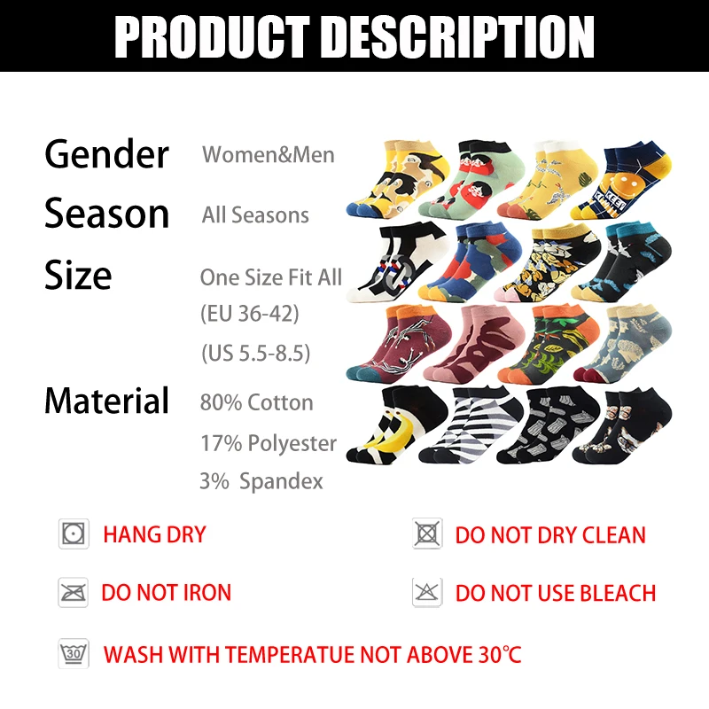 

Cute Short Socks Cartoon Fruit Woman Invisible Ankle Socks Funny Female Designer Cotton Girls Banana Kawaii Socks