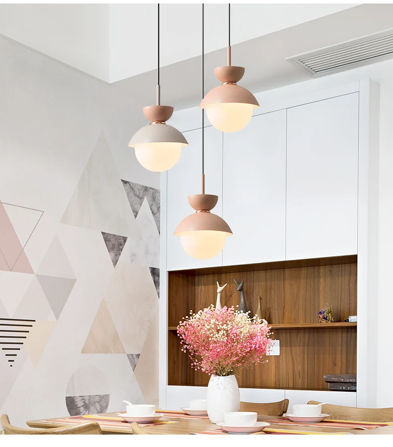BOTIMI Modern LED Pendant Lights With Glass Lampshade For Dining Room Colorful Restaurant Hanging Kitchen Lighting Fixtures