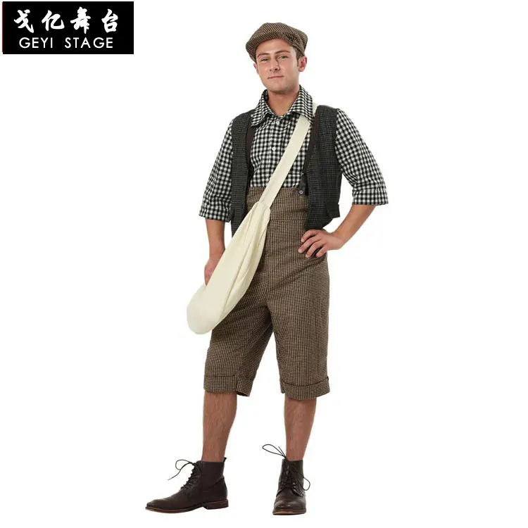 

Cosplay children's day performance clothes the newspaper giver in the 1920s, children and adults selling newspaper man's Sanmao