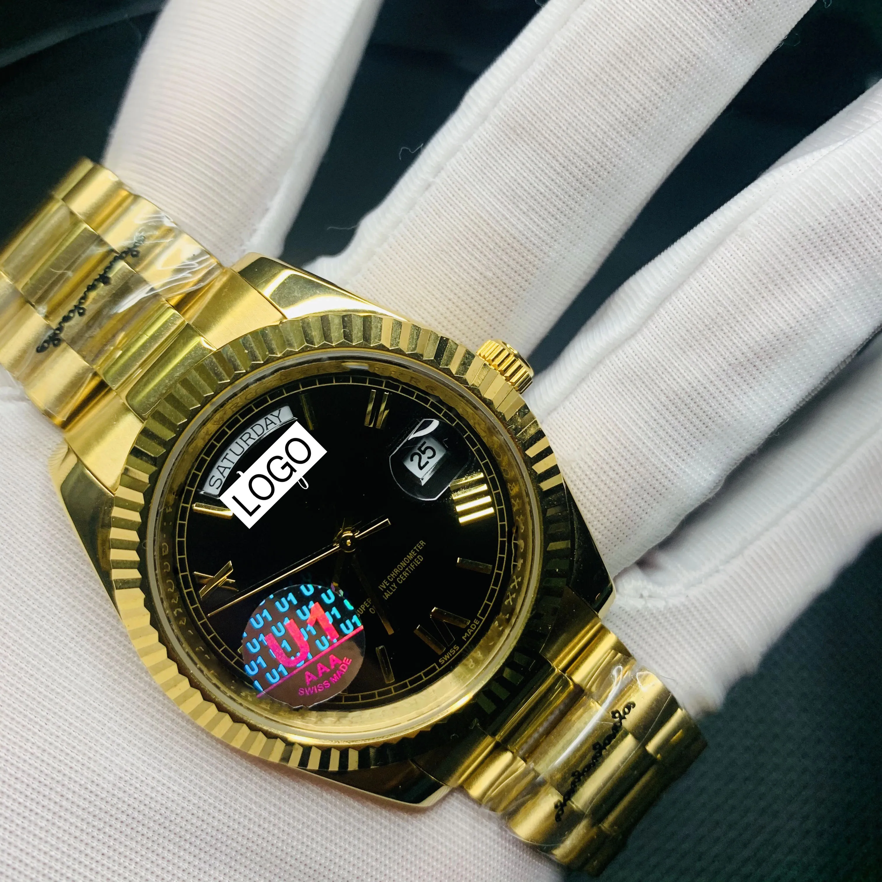 

High quality 18K gold watch men's automatic Glide Smooth second-hand luminous mechanical watch Daydate AAA U1 factory