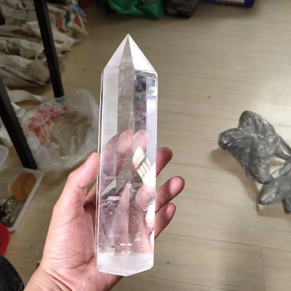 

1pcs Beautiful high temperature white fused crystal smelted stone crystal column obelisk quartz point sample healing reiki decor