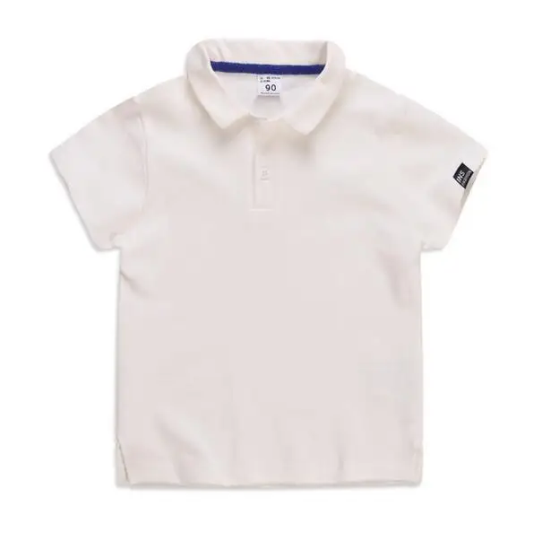 

New Style Kid's Summer Short Sleeve T-shirt Lapel Collar Solid Colour Tops