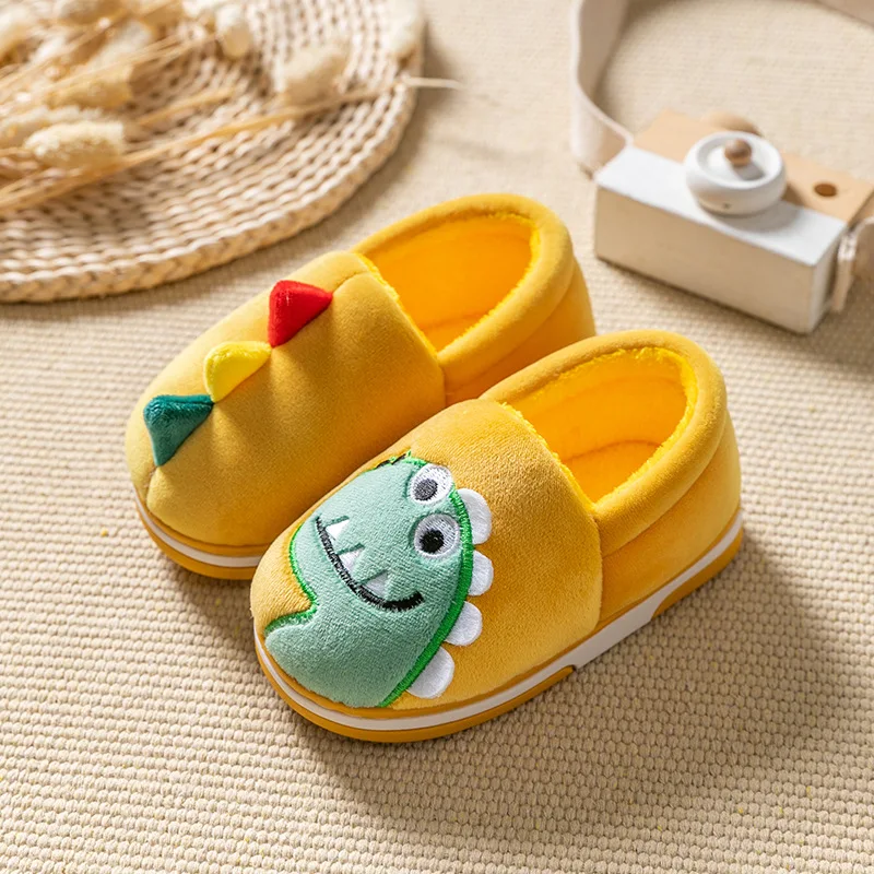

Boys Autumn Winter Slippers Girls Cute Cartoon Dinosaur Home Shoes Children Warm Fur Slipper Kids Unicorn Home Slippers
