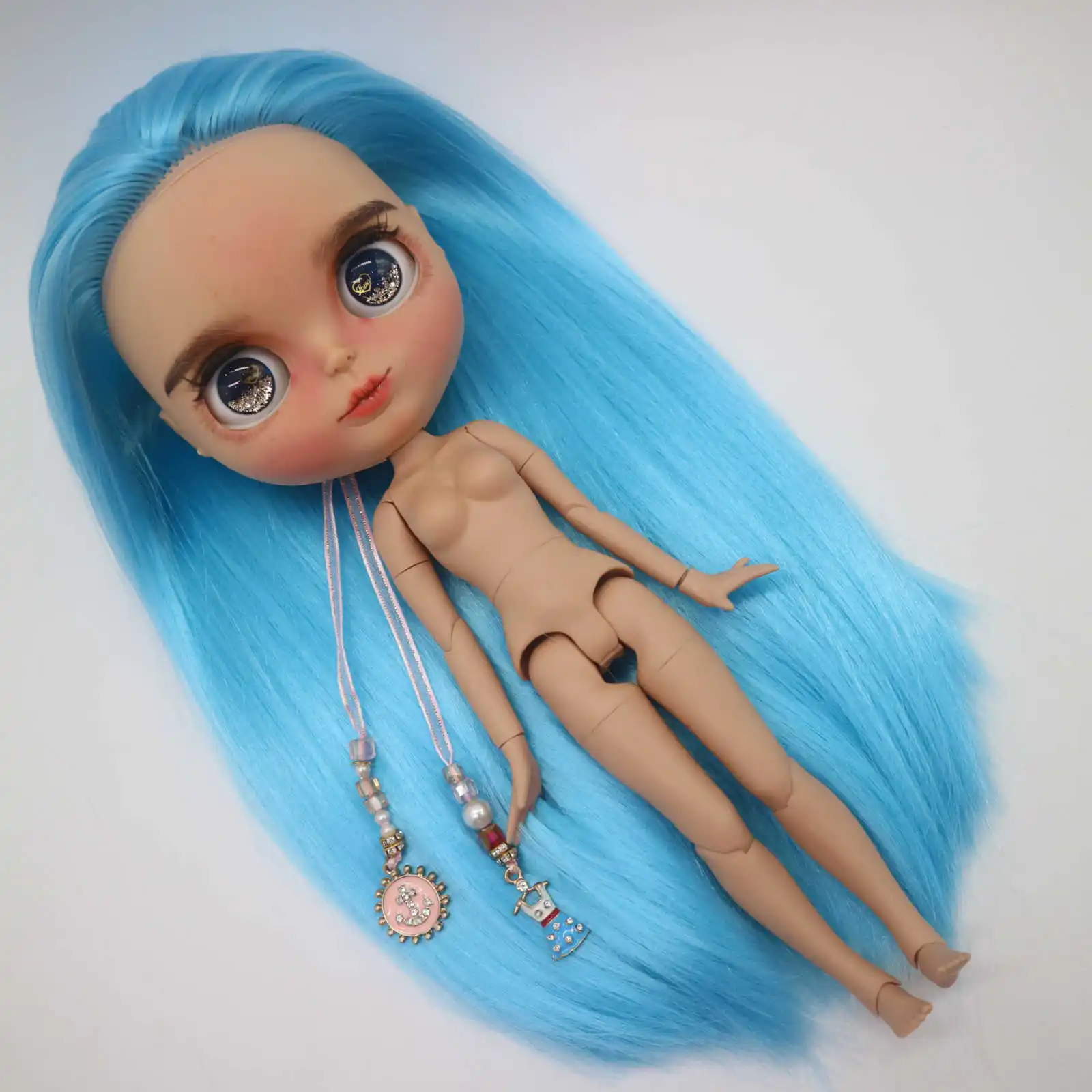 nude doll blue hair Кастомизация кукла Обнаженная blyth кукла для девочек-611 - Цвет: nude doll blue hair