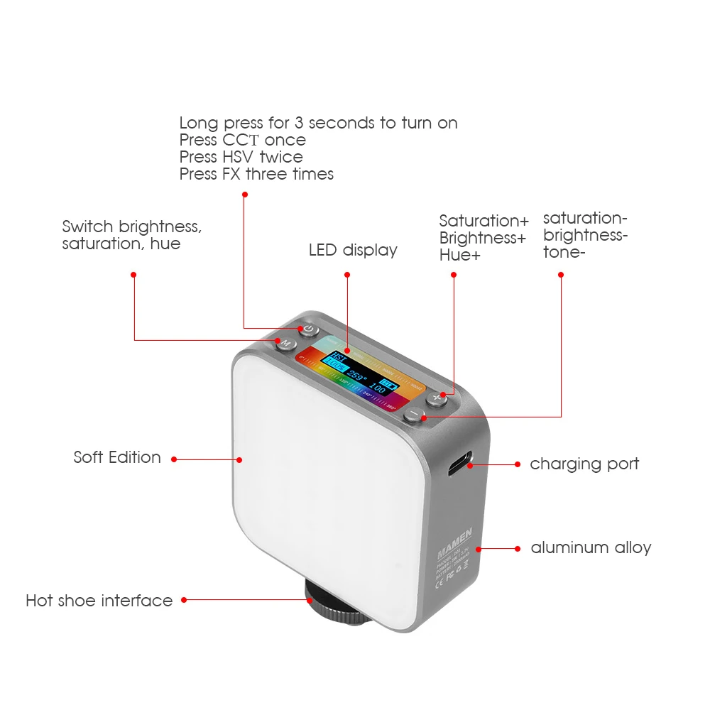 SAMTIAN RGB Светодиодная лампа для видеосъемки светильник фотосъемки с регулируемой
