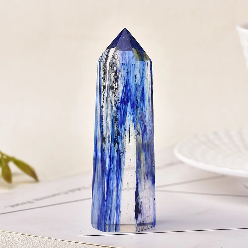 1 шт. натуральный синий плавящий Кристалл точечный шестиугольный искусственный