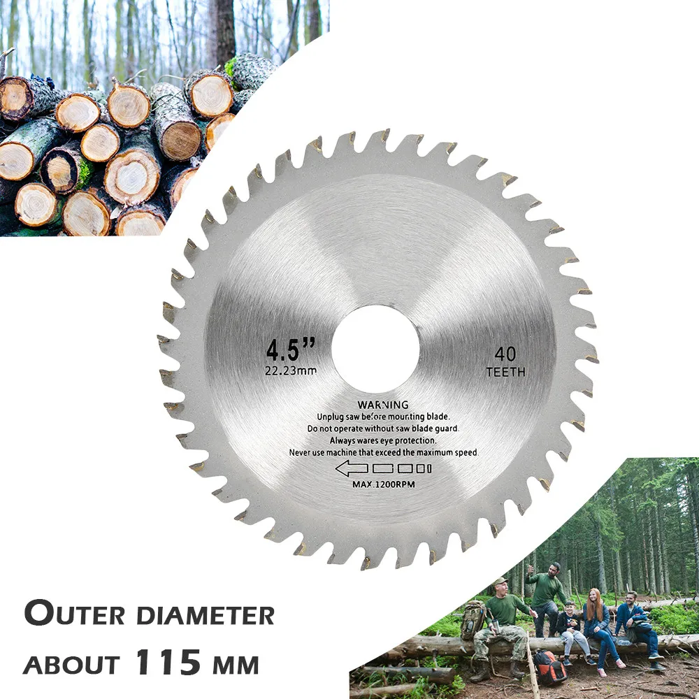 

1 шт., 115 мм, 40 зубьев, режущее полотно для дерева для угловой шлифовальной машины, пильный диск для резки дерева, пильное полотно для резки дер...
