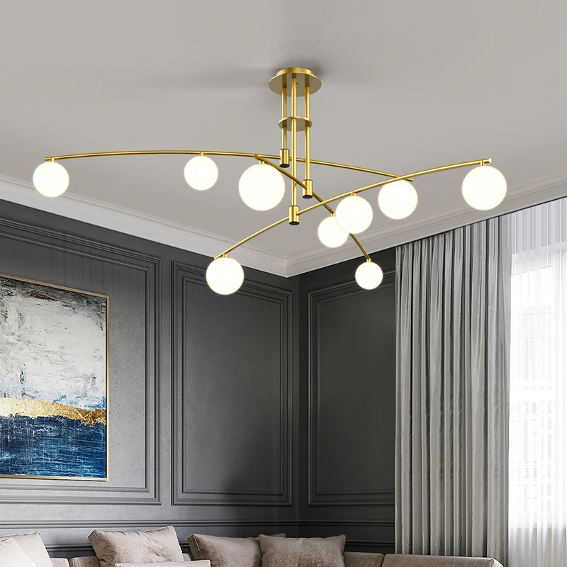 

Modern Minimalist Glass Ball LED chandelier Nordic Living Room Lighting Fixture Home Restaurant dining Room Hanging Dine Lamp