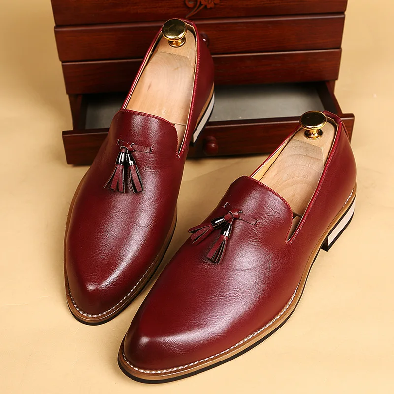 Nightclub Hair Stylist Pointed Cowhide Leather Shoes Men's Korean Casual British Groom Wedding | Обувь