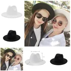 Классическая черная женская модная плоская широкополая Панама шерстяная фетровая джазовая шляпа для мужчин шерстяная шляпа оптом