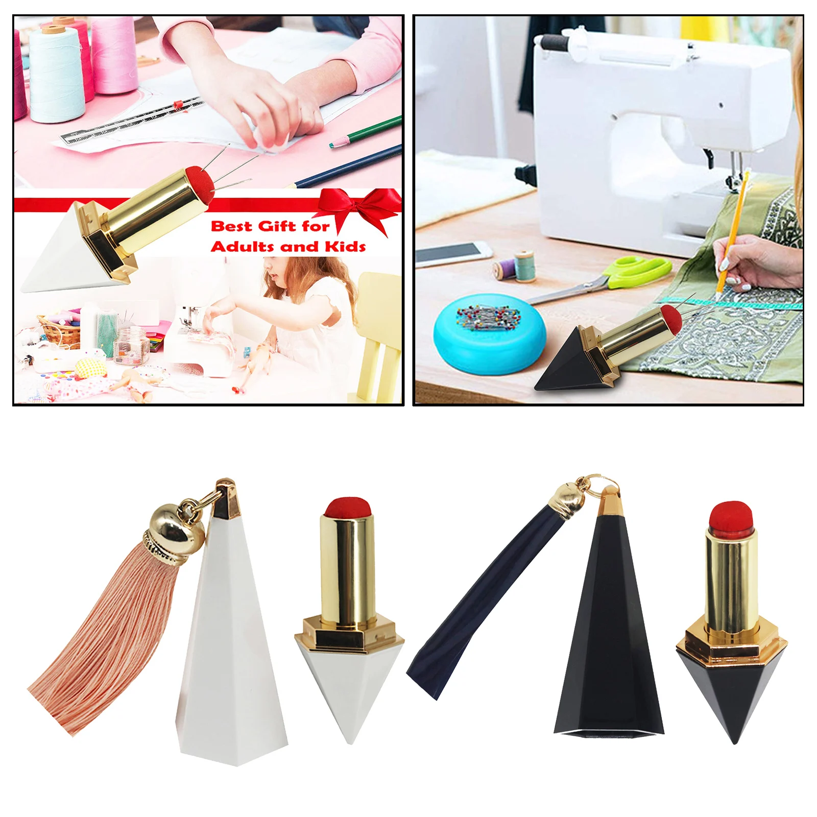 

Retractable Pincushion Portable Lipstick Pin Cushion Holder Craft Bag Tag