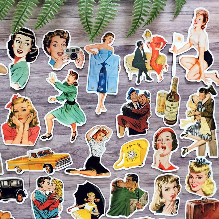 46 шт./пакет Винтаж Леди Аксессуары для девочек Стикеры DIY ремесло Скрапбукинг