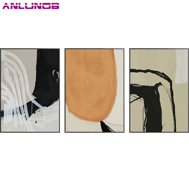 

Simple modern abstract living room decorative painting Nordic minimalist art orange light luxury porch hanging painting soft