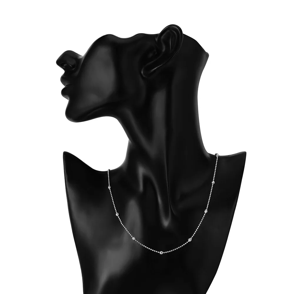 

925 Sterling Silver 16/18/20/22/24Inch 4mm Full Smooth Beads Chain Necklace For Women Man Fashion Wedding Charm Jewelry