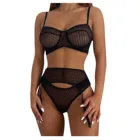 2021 модное сшитое Сексуальное нижнее белье, костюм, Дамское кружевное нижнее белье на бретелях, вязаное крючком, с вырезом, нижнее белье с вышивкой, газовое нижнее белье, Новинка