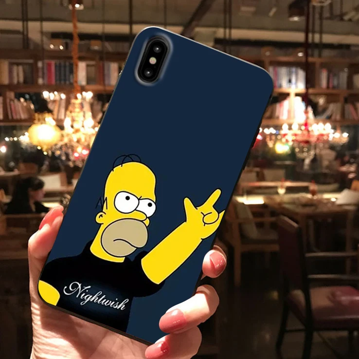 7737 Homer J. Simpson Черный силиконовый чехол для телефона iPhone X XR XS Max 11 11Pro Max 6s 7 8 Plus Барт Симпсон Забавный мультяшный чехол - Цвет: 7737