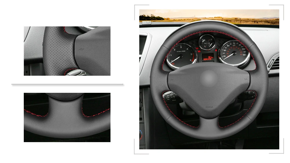 

Black PU Faux Leather DIY Car Steering Wheel Cover for Citroen Berlingo 2008-2016 Jumpy 2009-2016 Toyota Proace 2013-2016