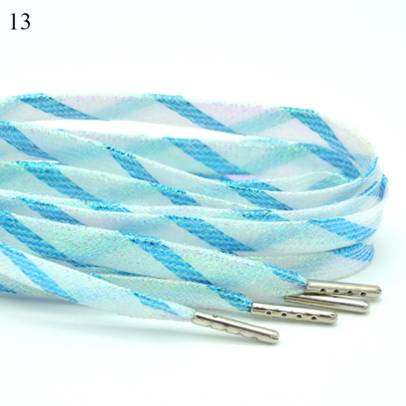 Fashion 115cm Metal Glitter Flat Shoelaces Shoe Laces Sneaker Sport Shoe Colored Available Running Shoelace Bootlaces Kids Adult