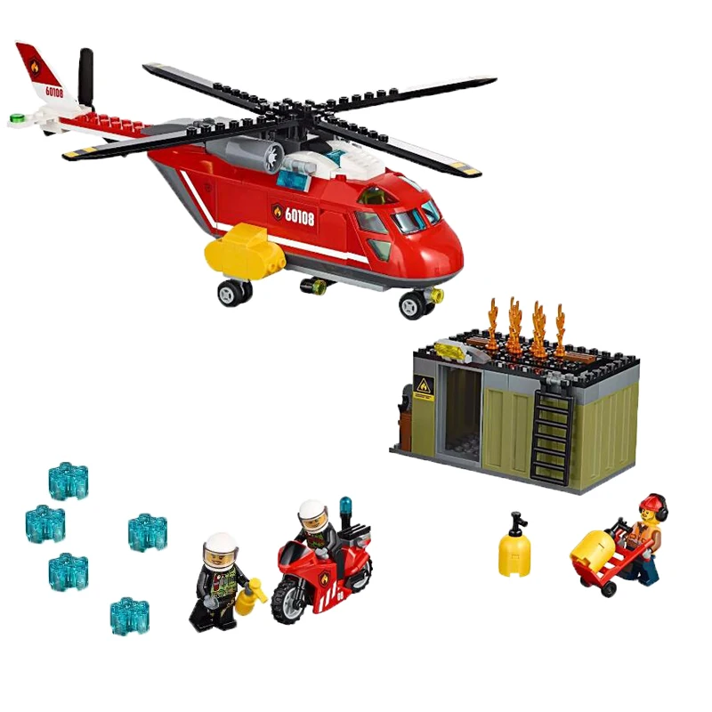 Пожарный Городской пожарный блок спасательный вертолет мотоцикл строительный