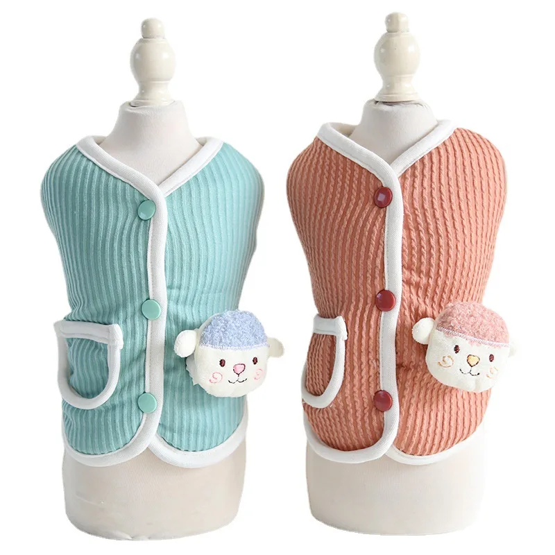 

2021 Fall/Winter Teddy Bomei Schnauzer Small And Medium-sized Dog Cute Sheep’S Head Adornment Pocket Vest