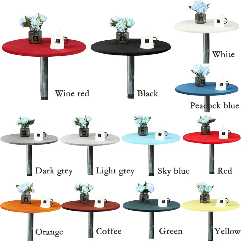 Круглая бархатная скатерть эластичная облегающая с круглыми краями защита стола