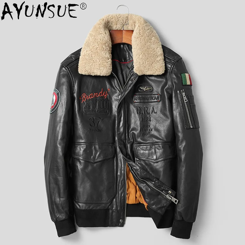 Куртка AYUNSUE Gxy275 мужская из 100% натуральной овечьей кожи короткая байкерская