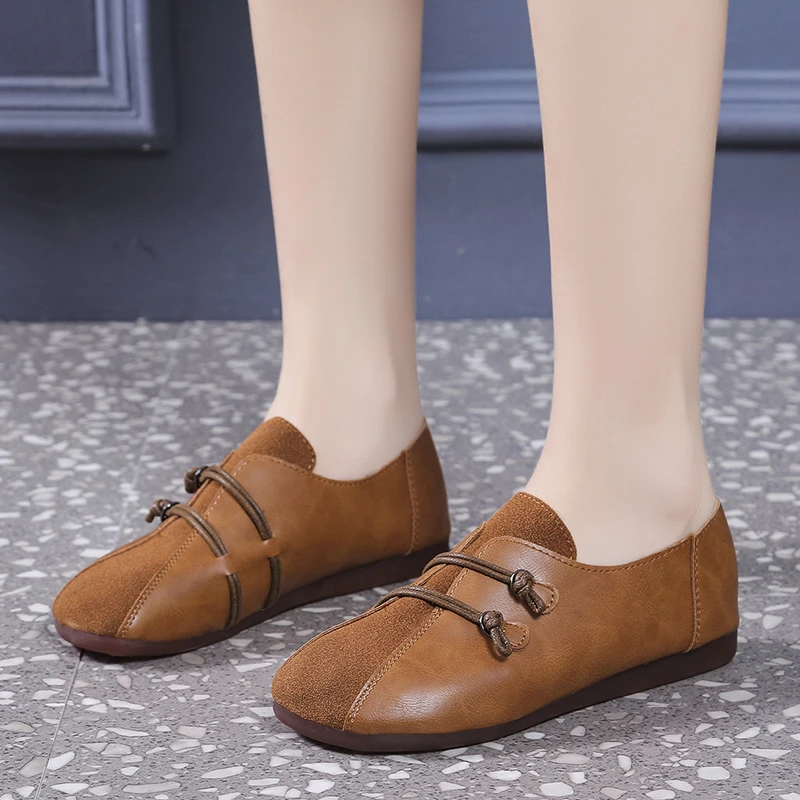 

Балетки женские в стиле ретро, замшевые лоферы, без застежки, плоская подошва, Мокасины, прогулочная обувь для медсестер, ПУ кожа, в стиле пэч...