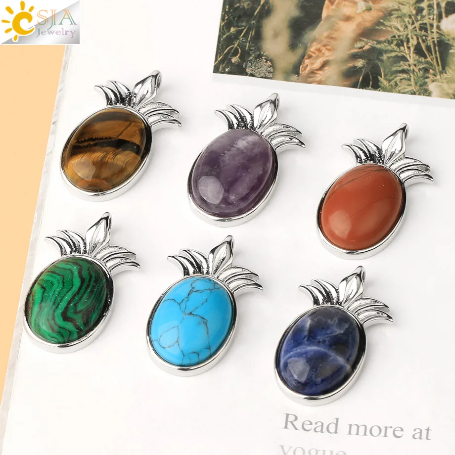 CSJA натуральный камень подвеска кабошон бисер розовый кварц Рейки Кристалл