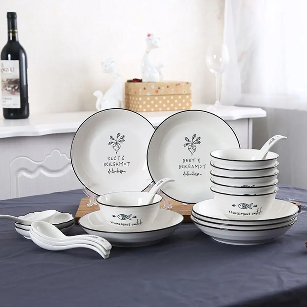 Adeeing 20 шт. керамический кухонный набор посуды семейный фарфоровый костюм в мисках