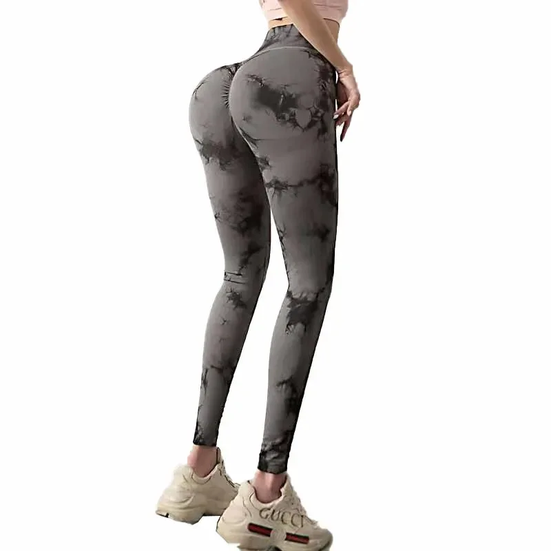 

The new 2021 tie-dye fitness pants since the waist movement is tight 9 minutes of pants pants running yoga pants