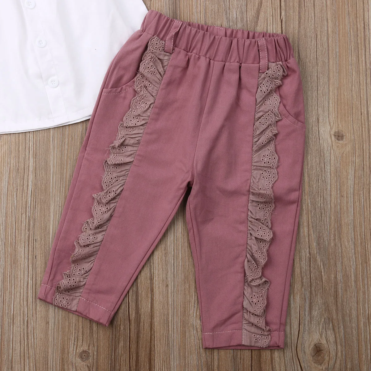 Новинка 2019 года комплекты одежды для маленьких девочек белые топы с открытыми