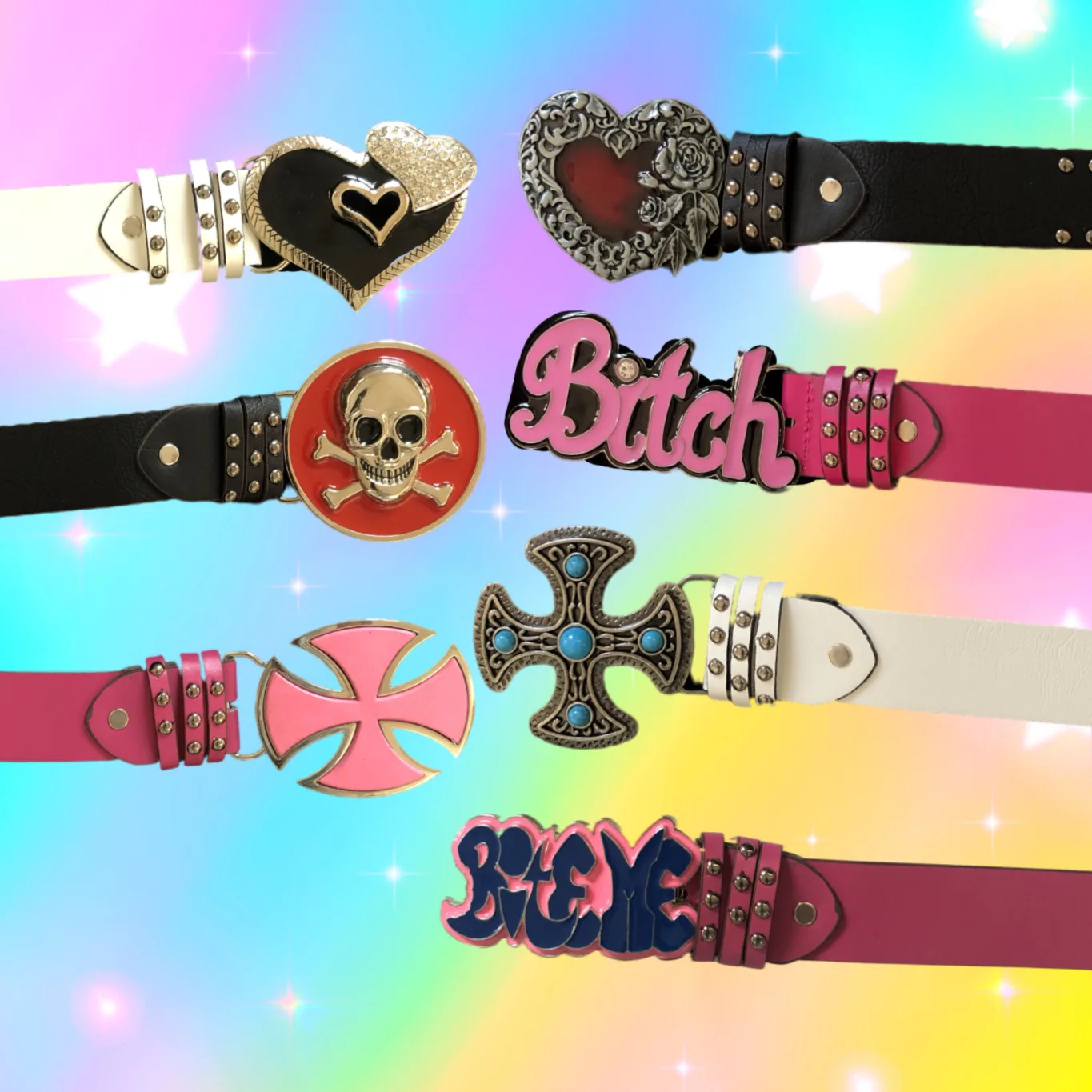 

Металлический Готический ремень с заклепками в винтажном стиле с надписью, пояс на талию для женщин, соблазнительные ремни Y2K с подвесками, ...