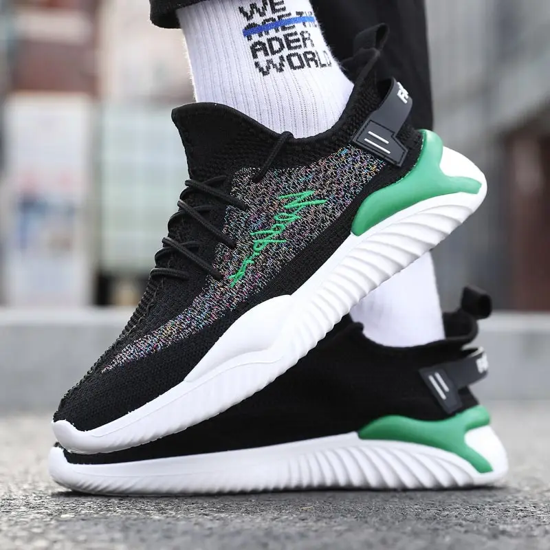 

Summer Lightweight Sport Shoes Male Running Shoes Man Sports Shoes Men Black Knit Sneakers Man Workout Tenisky Trainers GMD-0687