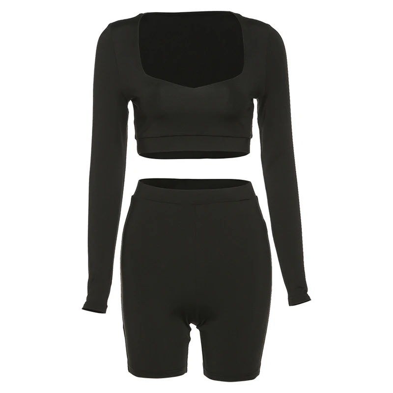 Короткий топ с длинным рукавом женский спортивный костюм летние белые