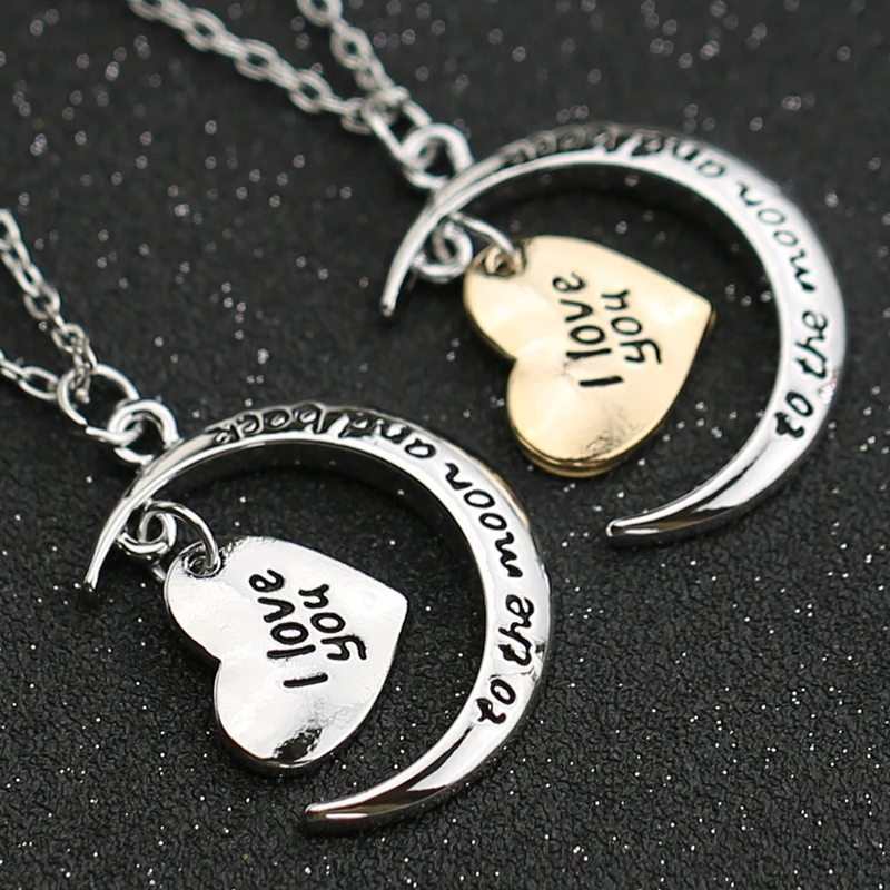 Ожерелье Я люблю тебя до Луны и спины простые буквы сердце любовь золотой