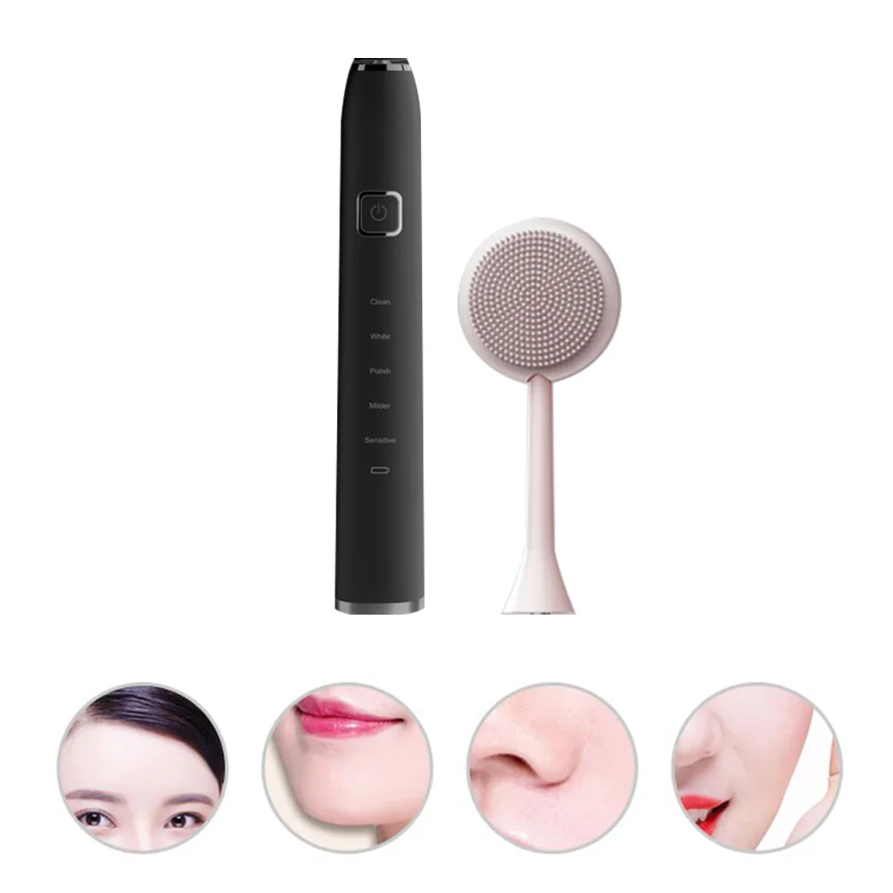 

2 in 1 Electric Toothbrush 5-speed Adjustment Silicone Cleansing Instrument Oral Cleansing Instrument Facial Cleanser Oral Clean